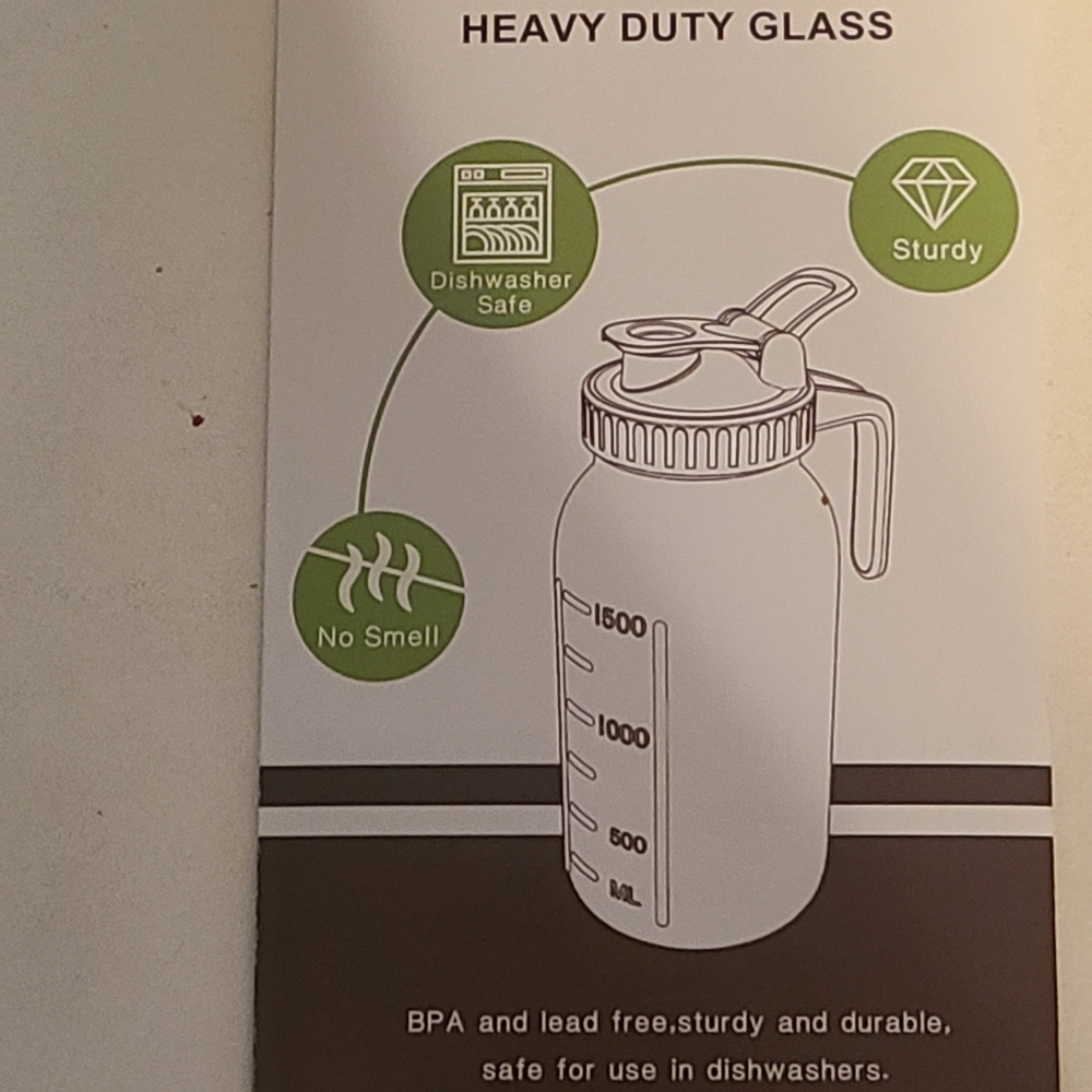 Festive Santa Heavy Duty Glass Jar with Gray Lid 64 Oz. NIB - Picture 9 of 13